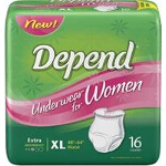 Depend ® Extra Absorbency Women Underwear, Pull On Adult Diapers and Pull Ups Extra-Large, 48
