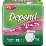 Depend ® Super Plus Absorbency Womens Underwear, Pull On Adult Diapers and Pull Ups Extra-Large, 48
