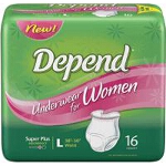 Depend ® Super Plus Absorbency Womens Underwear, Pull On Adult Diapers and Pull Ups Large, 38