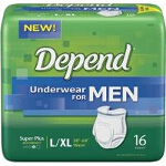 Depend ® Super Plus Absorbency Mens Underwear, Pull On Adult Diapers and Pull Ups Large/Extra-Large, 38