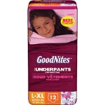 GoodNites Disposable Underwear, Pull On Training Diapers and Pull Ups For Girls Large/Extra-Large Jumbo, Most absorbent, Soft, Latex-free - PK of 12 EA