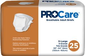 (Pack of 25) PROCARE Protective Underwear/Adult Diapers Size Large Waist  44-58