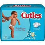 Prevail ® Cuties Baby Diapers for Kids Size 3, 16 to 28 lb - Qty: BG of 36 EA