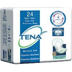 TENA  Super Night Pads for Adult Incontinence, Green, Latex-free - Qty: PK of 24 EA